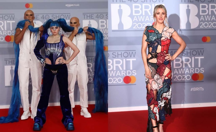 Brit Müzik Ödüllerinde kırmızı halı ilginç görüntülere de sahne oldu