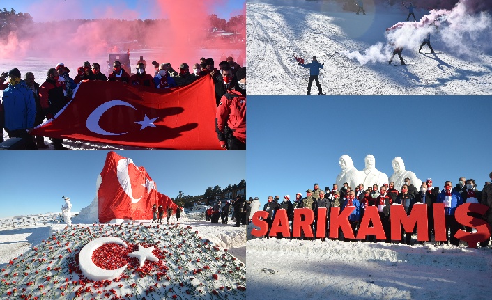 Sarıkamış Harekâtı’nın 106’ncı anma etkinlikleri kapsamında şehit askerlerin kardan heykelleri yapıldı