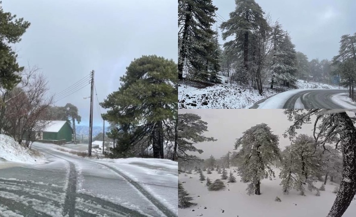 Trodos’a yılın ilk karı yağdı