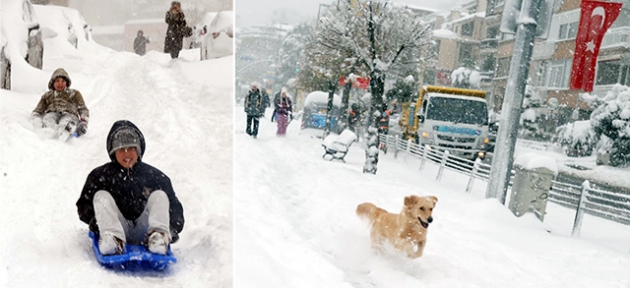 İstanbul’da  kar keyfi 