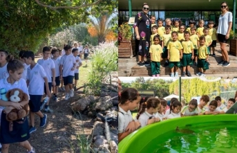 Alsancak ilkokulunun minikleri ‚Hayvanları koruma‘ gününde Merit Kaplumbağalarını ziyaret etti