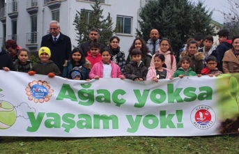 Girne Belediyesi Çocuk Meclisi üyeleri, orman yaratmak için fidan dikti
