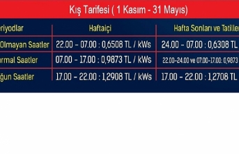 Elektrikte kış  tarifesi başlıyor