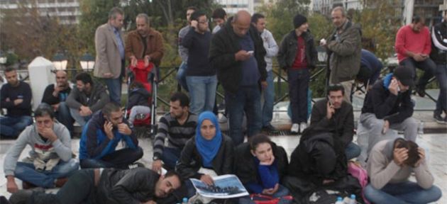 Yunanistan’daki Suriyeli sığınmacıların eylemi