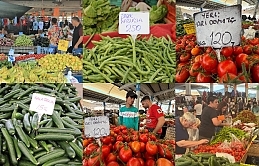 Açık pazarda taze fasulye 250,  Ayşe kadın fasulye 180, domates ise 120 liradan alıcı bekledi