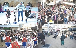 Lefkoşa’da kurulan buz pateni alanı ile yeni yıl pazarında çocuk ve yetişkinler keyifli zaman geçiriyor