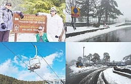 Trodos’ta kar kalınlığı 15 santimetreye ulaşırken, doğa tutkunları ve fotoğrafçılar bölgeye akın etti