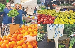 Lefkoşa açık pazarda 3 bağ yeşillik 100, domates 120, salatalık 40 liradan satıldı