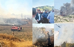 Yamaçköy ile Tırmen köyleri arasındaki ormanlık alanda çıkan yangına havadan ve karadan müdahale edildi
