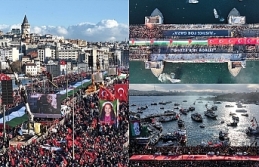 Galata Köprüsü’nde insan seli oluştu