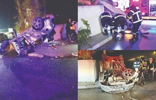 Yoldan çıktı, takla attı