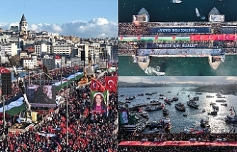 Galata Köprüsü’nde insan seli oluştu